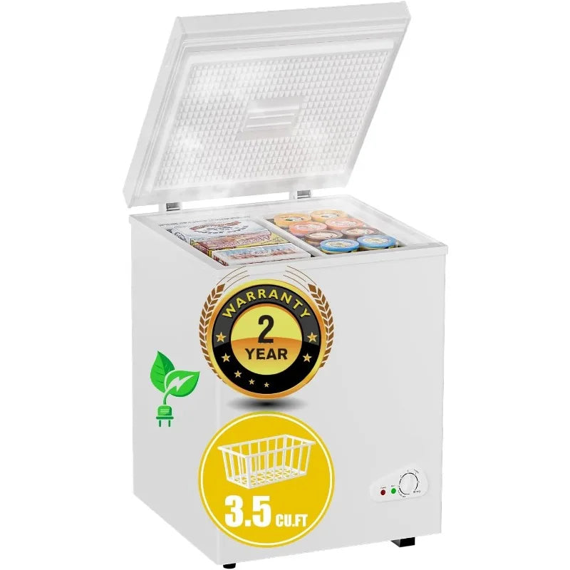 Bodacious 3.5 cuft Chest Freezer - Compact, Energy-Efficient & Quiet Mini Deep Freezer with Removable Baskets for Apartments
