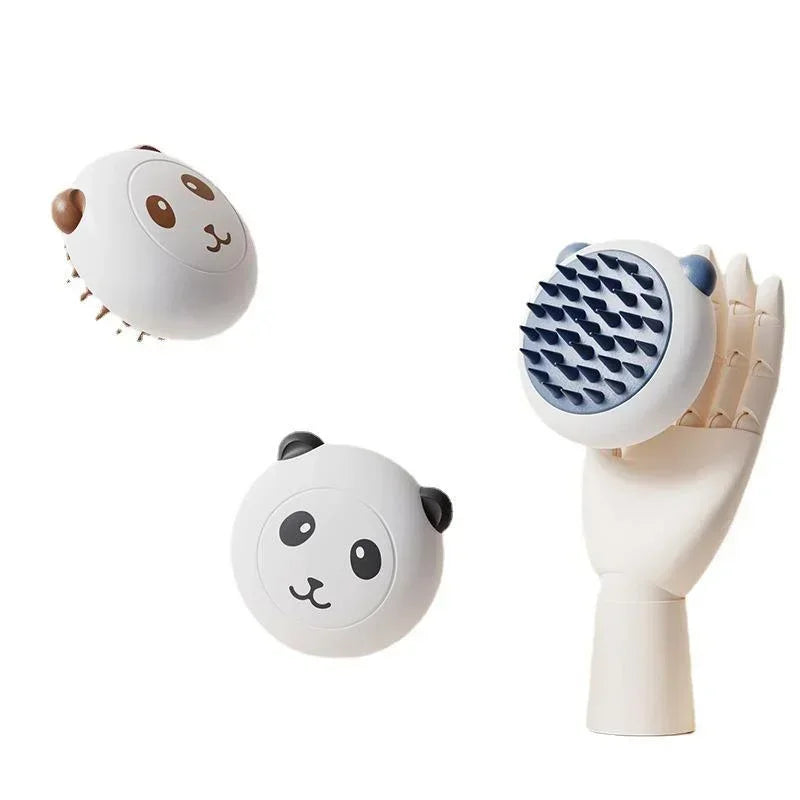 Dog Bath Brush Panda Massage Comb Pet Cat Cleaner Puppy Wash Tools Bathroom Grooming Brush Bath Supplie Dog Soft Silicone Brush - Pape'sShop