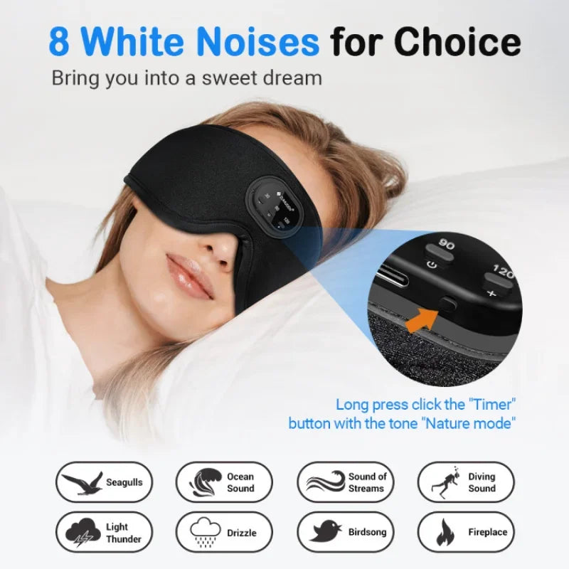 White noise version 3D wireless music sleep headset bluetooth eye mask microphone call manufacturers Dropshipping Christmas Gift