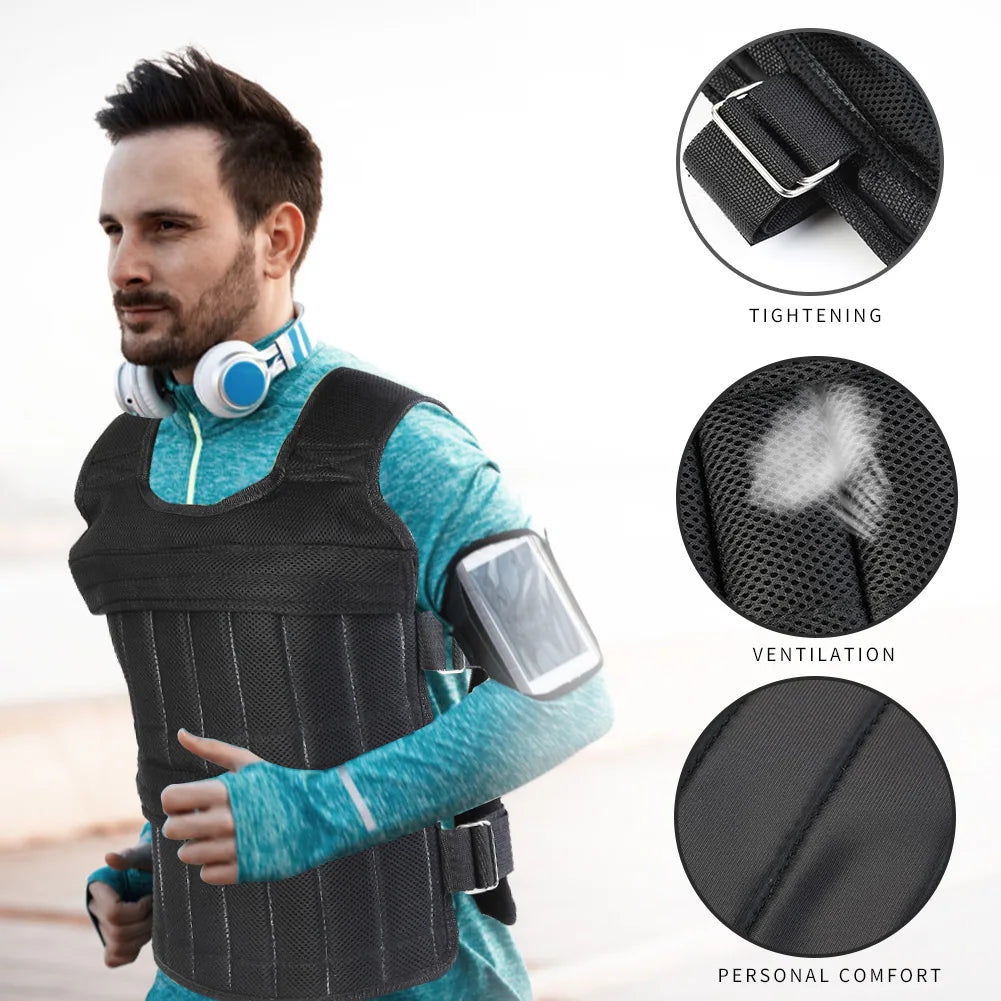 3/15/20/35/50kg Loading Weight Vest Jacket Sand Clothing for Running Training Fitness Equipment Adjustable Waistcoat Jackets - Pape'sShop