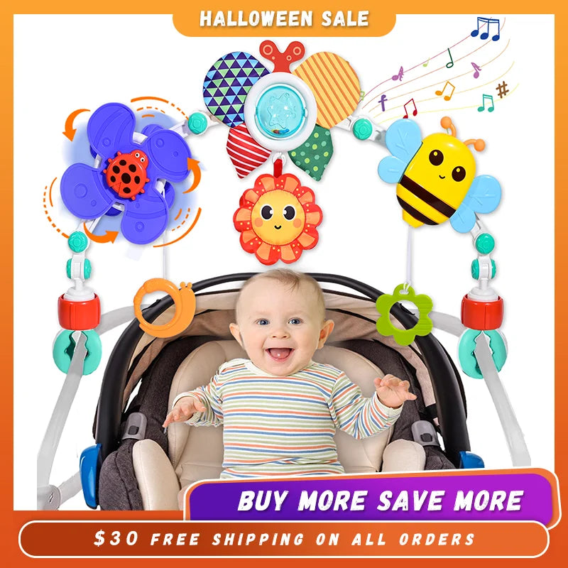 Hibility Baby Stroller Arch Toy Car Seat Toys Activity Mobile Musical Toys Ideal for Infant Boys Girls Sleep Baby Travel Toy - Pape'sShop