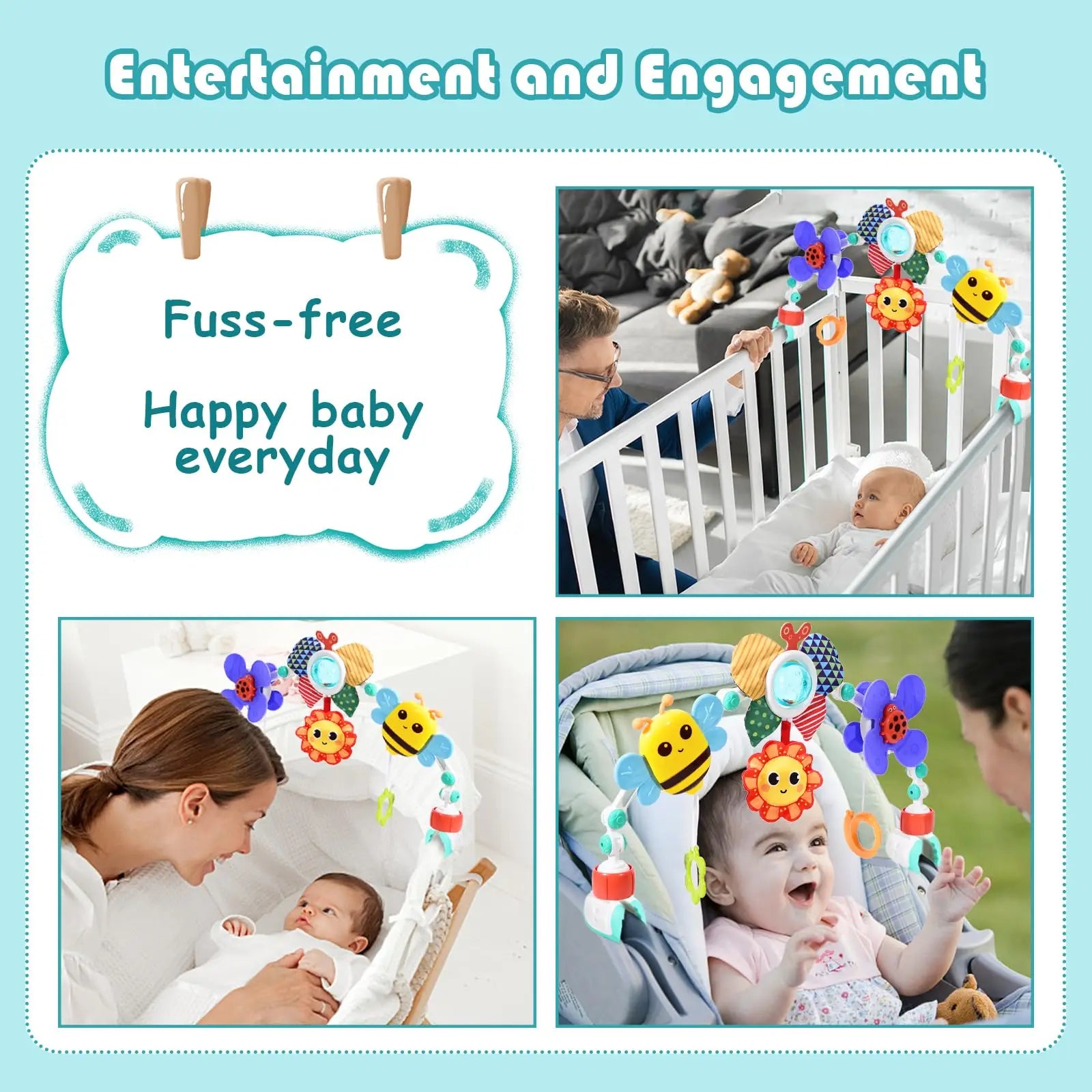 Hibility Baby Stroller Arch Toy Car Seat Toys Activity Mobile Musical Toys Ideal for Infant Boys Girls Sleep Baby Travel Toy - Pape'sShop