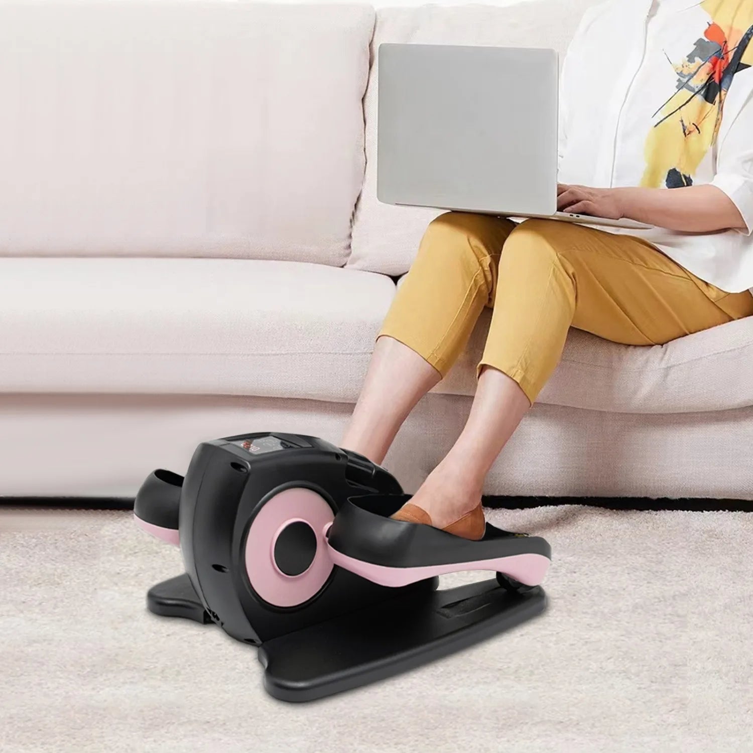 2-in-1 Seated Standing Mini Elliptical with LCD Screen Remote Control, Rehab Electric Sitting Leg Foot Pedal Exercise Equipment - Pape'sShop