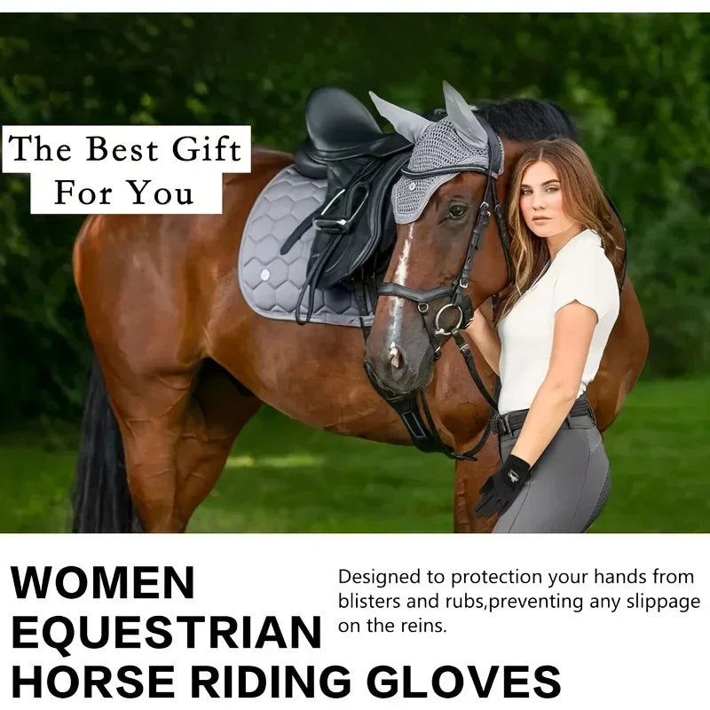 Horse Riding Gloves Equestrian Women Mesh Breathable Lightweight Color Pack, Comfortable Grip - Pape'sShop