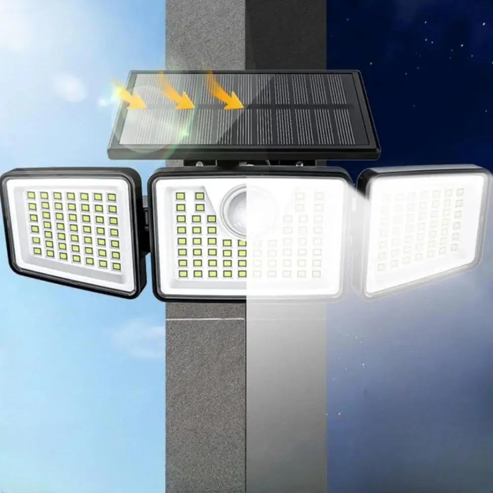 Solar Lights Outdoor 164 LED High Brightness 3 Heads 270° Wide Angle Motion Sensor IP65 Waterproof Security Lighting - Pape'sShop