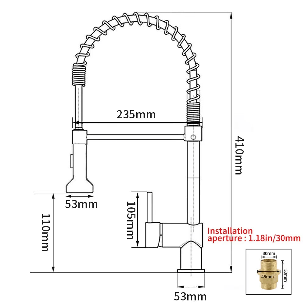 Kitchen Faucets Brush Brass Faucets for Kitchen Sink  Single Lever Pull Down Spring Spout Mixers Tap Hot Cold Water Crane 9009