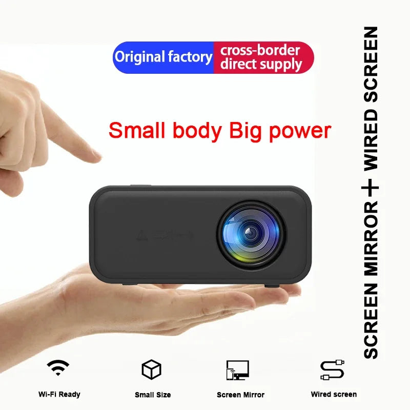 Mini Portable Projector Full High Definition 1080P LED Projector Home Theater Movie Projector for IOS for Android Laptop Black - Pape'sShop