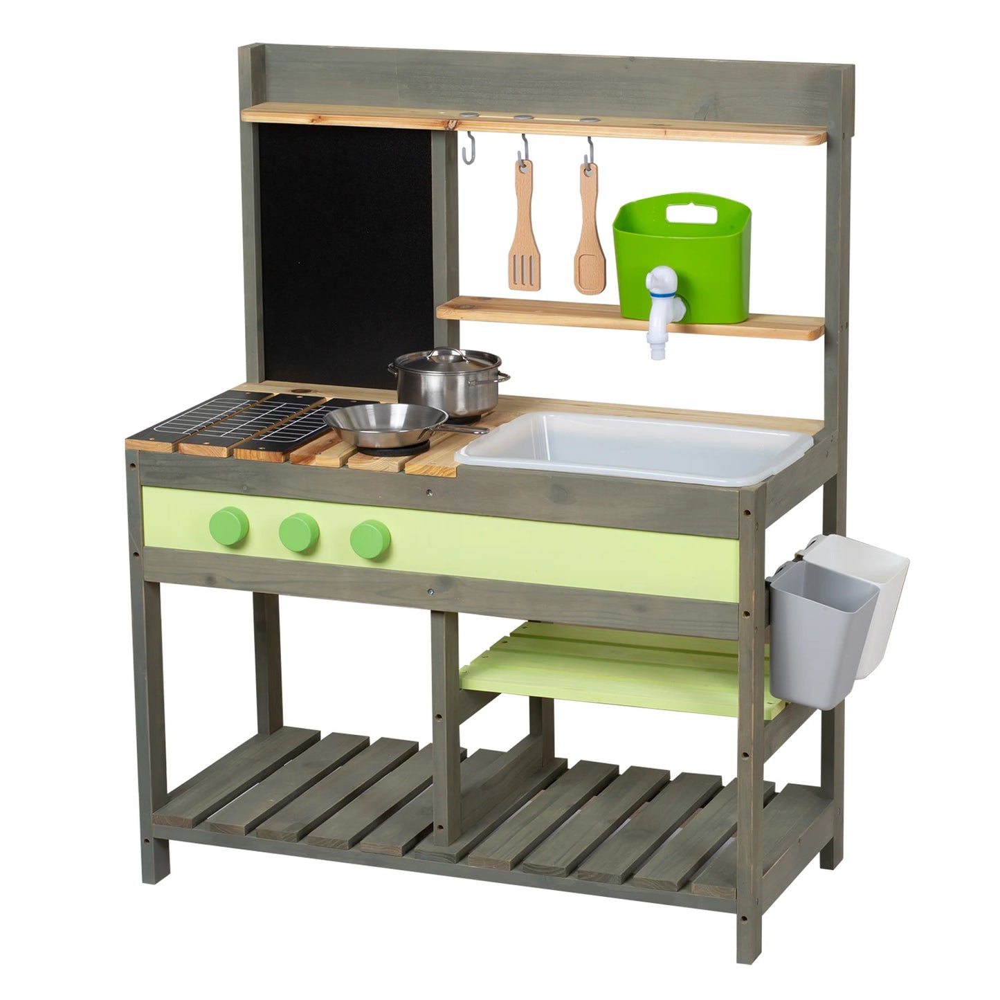 Mud Kitchen Playset for Kids, Deluxe Wooden Toy Play Kitchen Set for Boys and Girls Ages 3-8 Indoor & Outdoor Activities - Pape'sShop