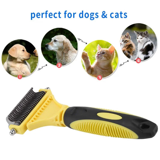 Pet Cat Dog Comb Brush Large Dogs Open Knot Rake Knife Stainless Double-sided Hair Shedding Comb Pet Grooming Products Tool - Pape'sShop