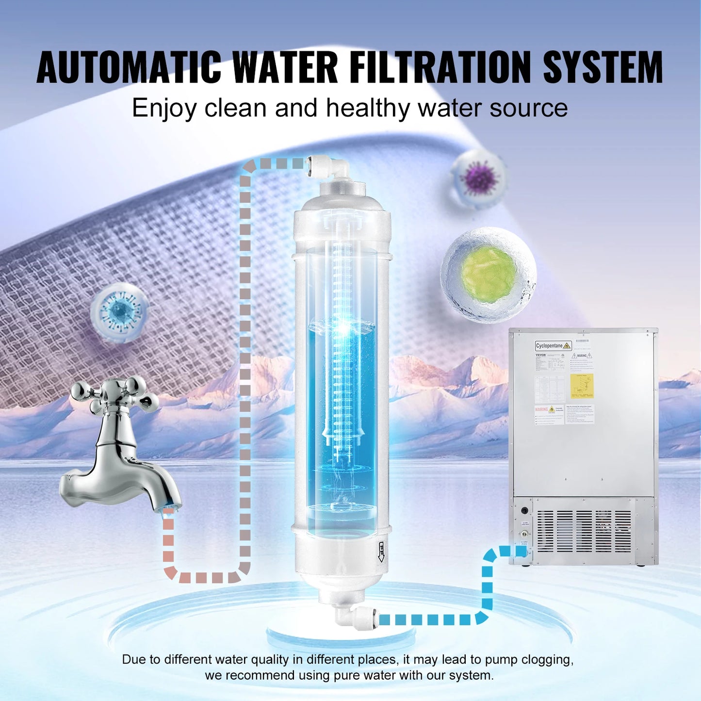 VEVOR Commercial Ice Maker 265lbs/24H Ice Machine with 88lbs Storage Capacity LED Digital Display for Home Office Restaurant