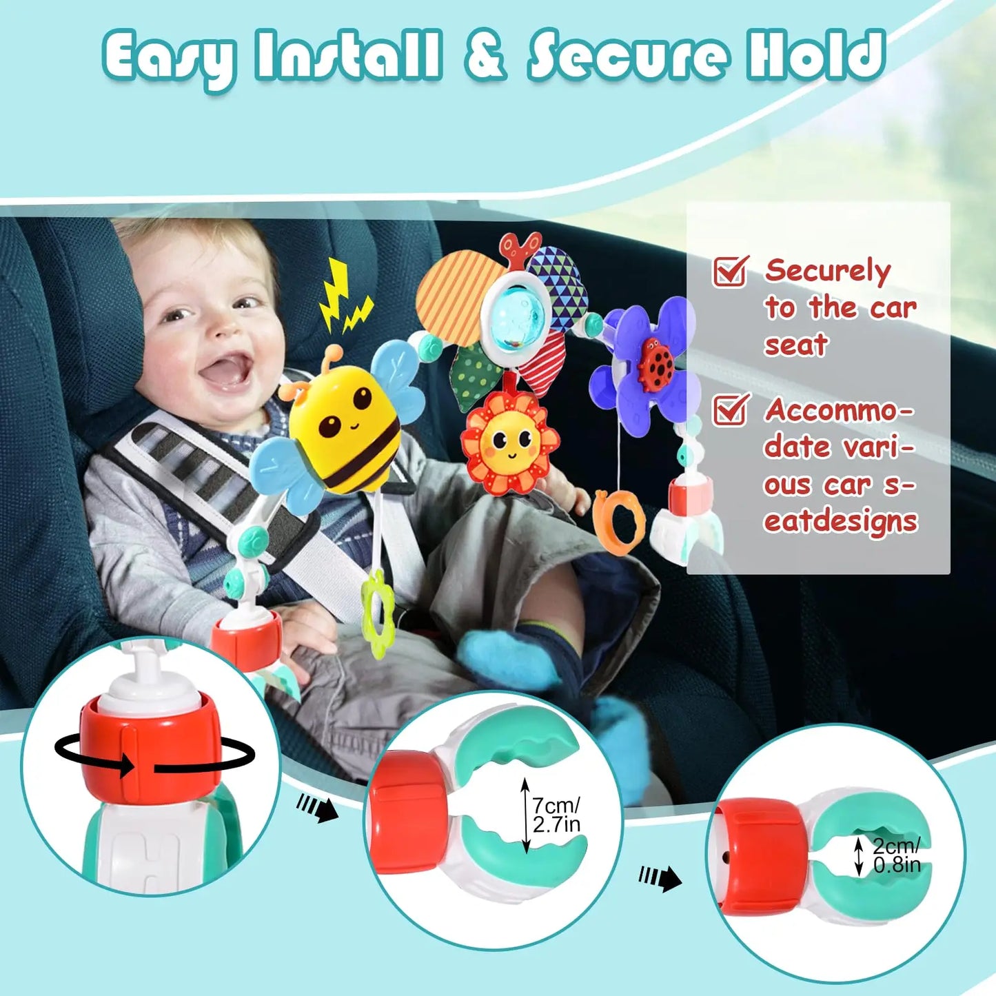 Hibility Baby Stroller Arch Toy Car Seat Toys Activity Mobile Musical Toys Ideal for Infant Boys Girls Sleep Baby Travel Toy - Pape'sShop