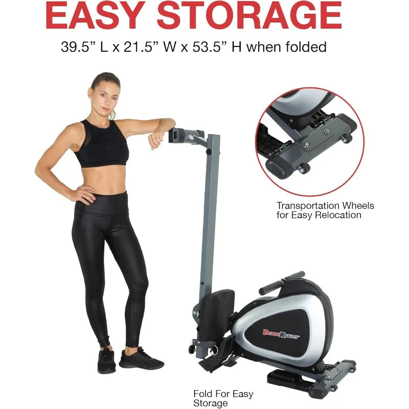 Fitness Reality Magnetic Rowing Machine with Bluetooth Workout Tracking Built-In, Additional Full Body Extended Exercises - Pape'sShop