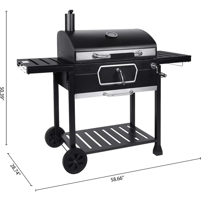 CD2030AN 30-Inch Charcoal Grill, Deluxe BBQ Smoker Picnic Camping Patio Backyard Cooking, Black, Large