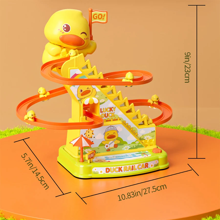Duck Stairs Climbing Kids Toys Electric Duck Track Slide Toys Gifts Flashing Music Duck Roller Coaster Children Birthday Gifts - Pape'sShop