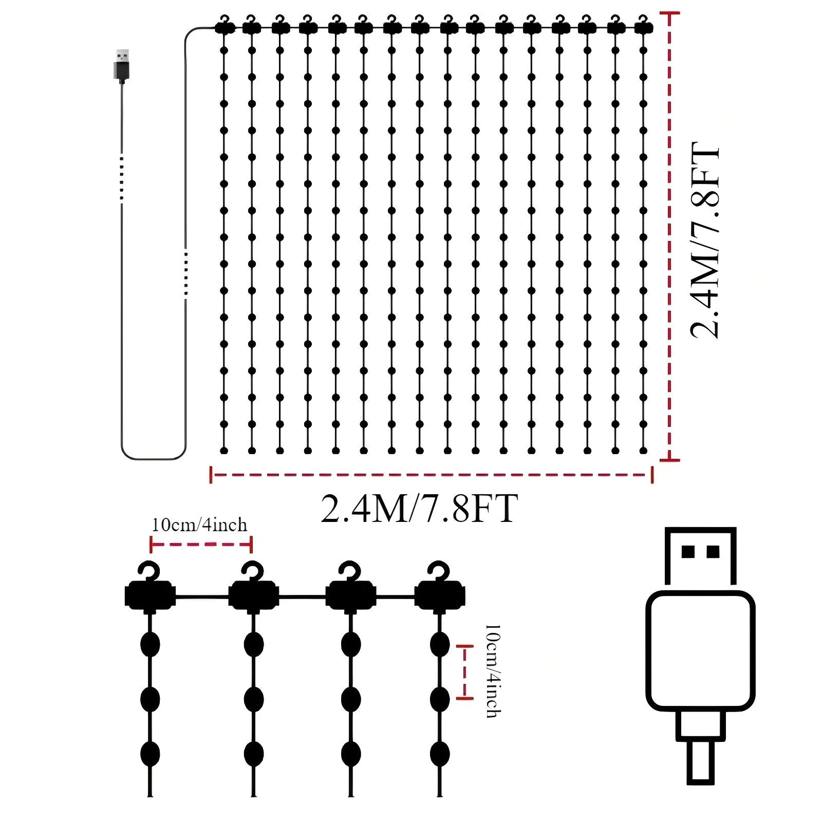 LED Decoration RGB curtain Smart Lights App Controlled String Fairy Lights DIY Pattern and Text Programmable Music Sync Reote - Pape'sShop