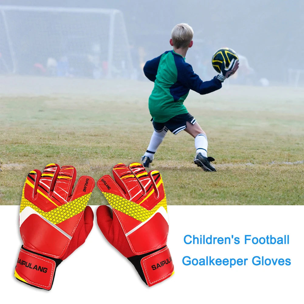 Children Soccer Goalkeeper Gloves Anti-Collision PU Goalkeeper Gloves Antiskid Adjustable Elastic Full Finger Sports Accessories - Pape'sShop