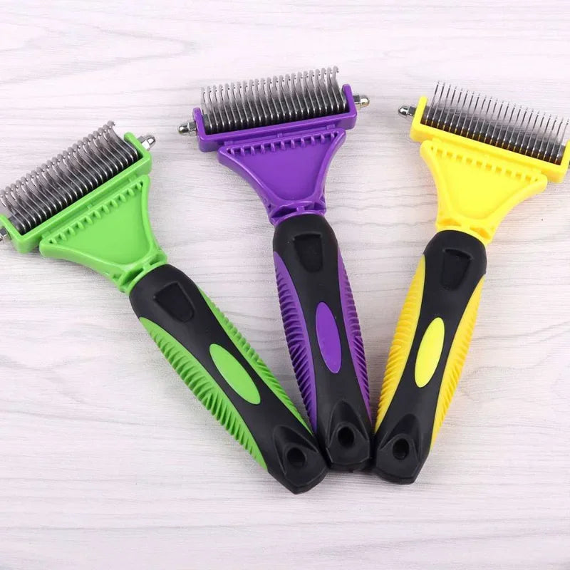 Pet Cat Dog Comb Brush Large Dogs Open Knot Rake Knife Stainless Double-sided Hair Shedding Comb Pet Grooming Products Tool - Pape'sShop