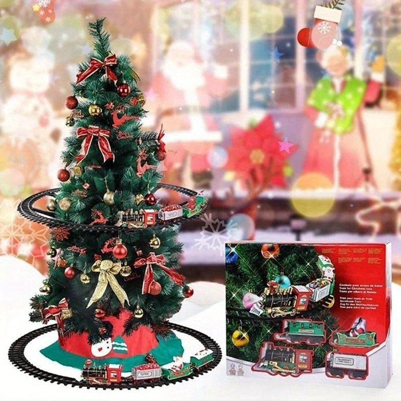 Christmas Train Electric Toys Christmas Tree Decoration Train Track Frame Railway Car with Sound&Light Rail Car Christmas Gifts - Pape'sShop