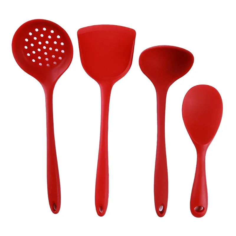 4Pcs/set Silicone Kitchen Tools Cooking Spoon Spatula Scoop Rice Spoon Set Cooking Tools New Kitchen Accessories Keukenhulpjes