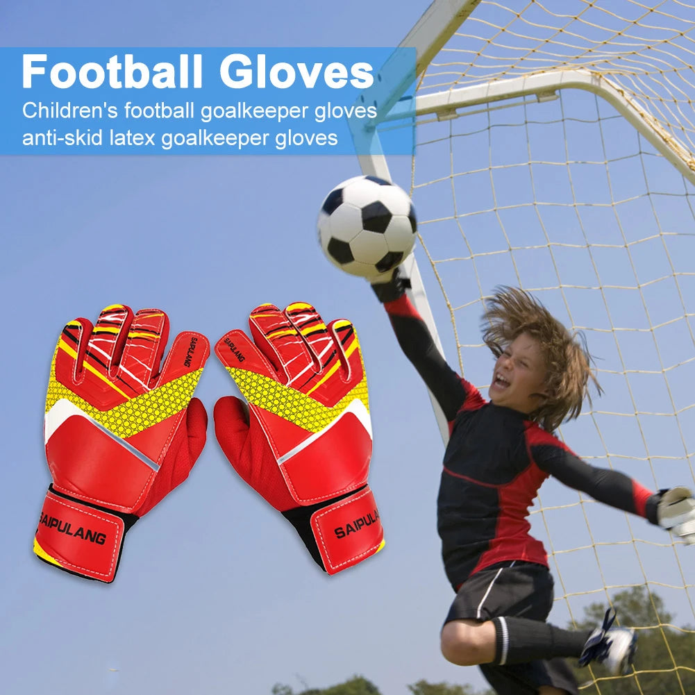 Children Soccer Goalkeeper Gloves Anti-Collision PU Goalkeeper Gloves Antiskid Adjustable Elastic Full Finger Sports Accessories - Pape'sShop