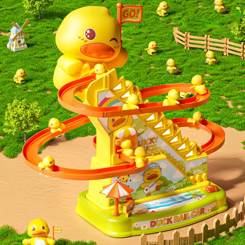 Duck Stairs Climbing Kids Toys Electric Duck Track Slide Toys Gifts Flashing Music Duck Roller Coaster Children Birthday Gifts - Pape'sShop