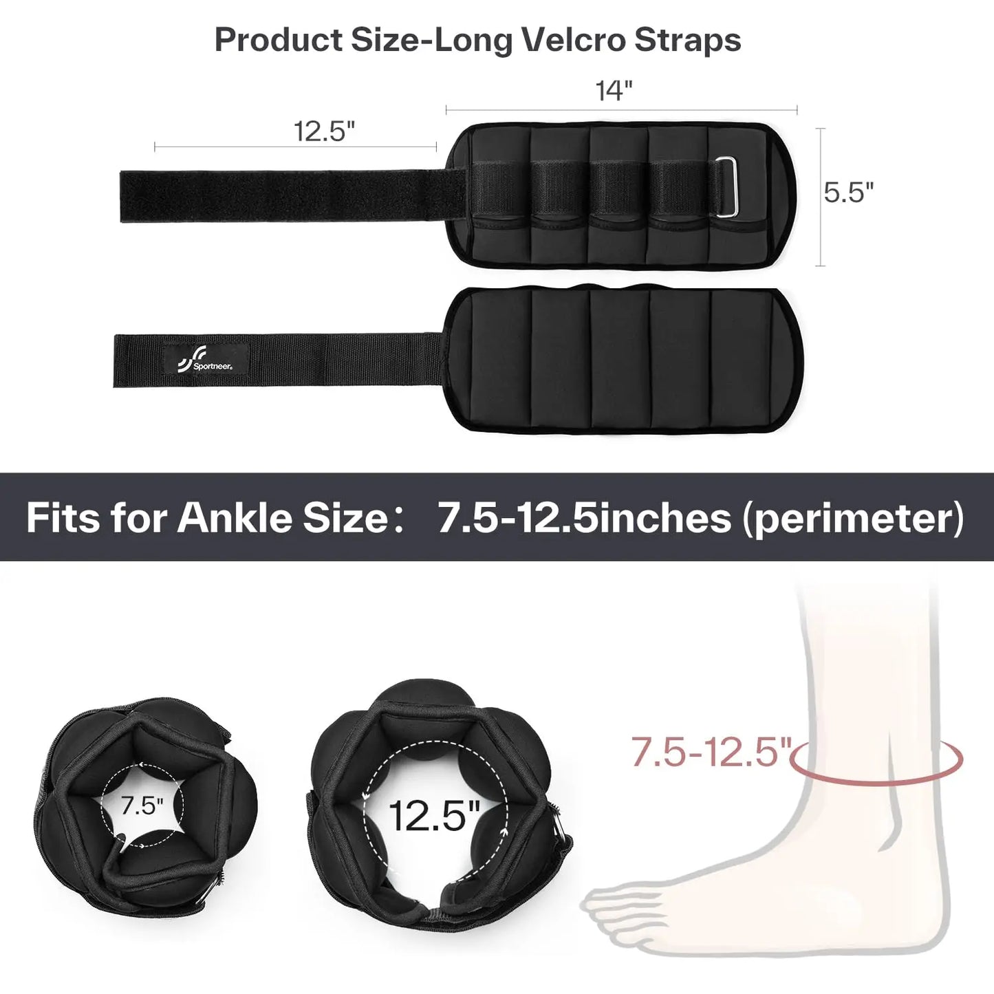 Sportneer Adjustable Ankle Weights 10lb Set for Workout - Pape'sShop