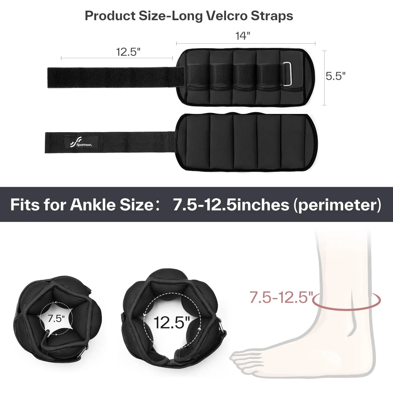 Sportneer Adjustable Ankle Weights 10lb Set for Workout - Pape'sShop