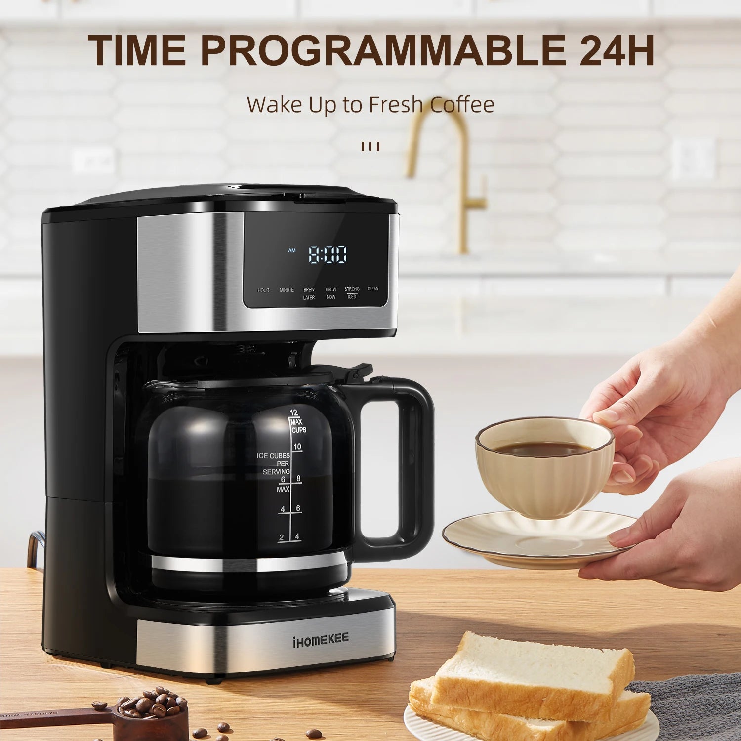 Programmable Drip Coffee Maker 12 Cup, - Pape'sShop