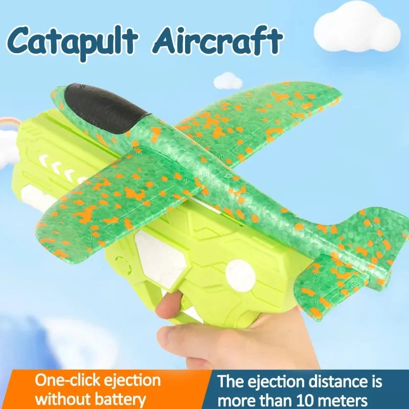 4 colors foam airplane gun toys, catapult glide launch, children's outdoor parent-child interactive toys, throwing flying toys