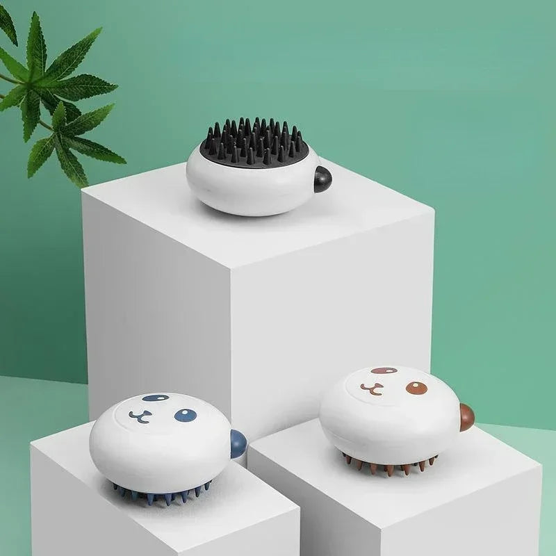 Dog Bath Brush Panda Massage Comb Pet Cat Cleaner Puppy Wash Tools Bathroom Grooming Brush Bath Supplie Dog Soft Silicone Brush - Pape'sShop