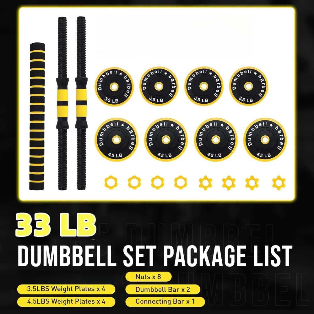 Adjustable Weights Set for Home Gym 33/44 Lb Dumbbell Set - Pape'sShop