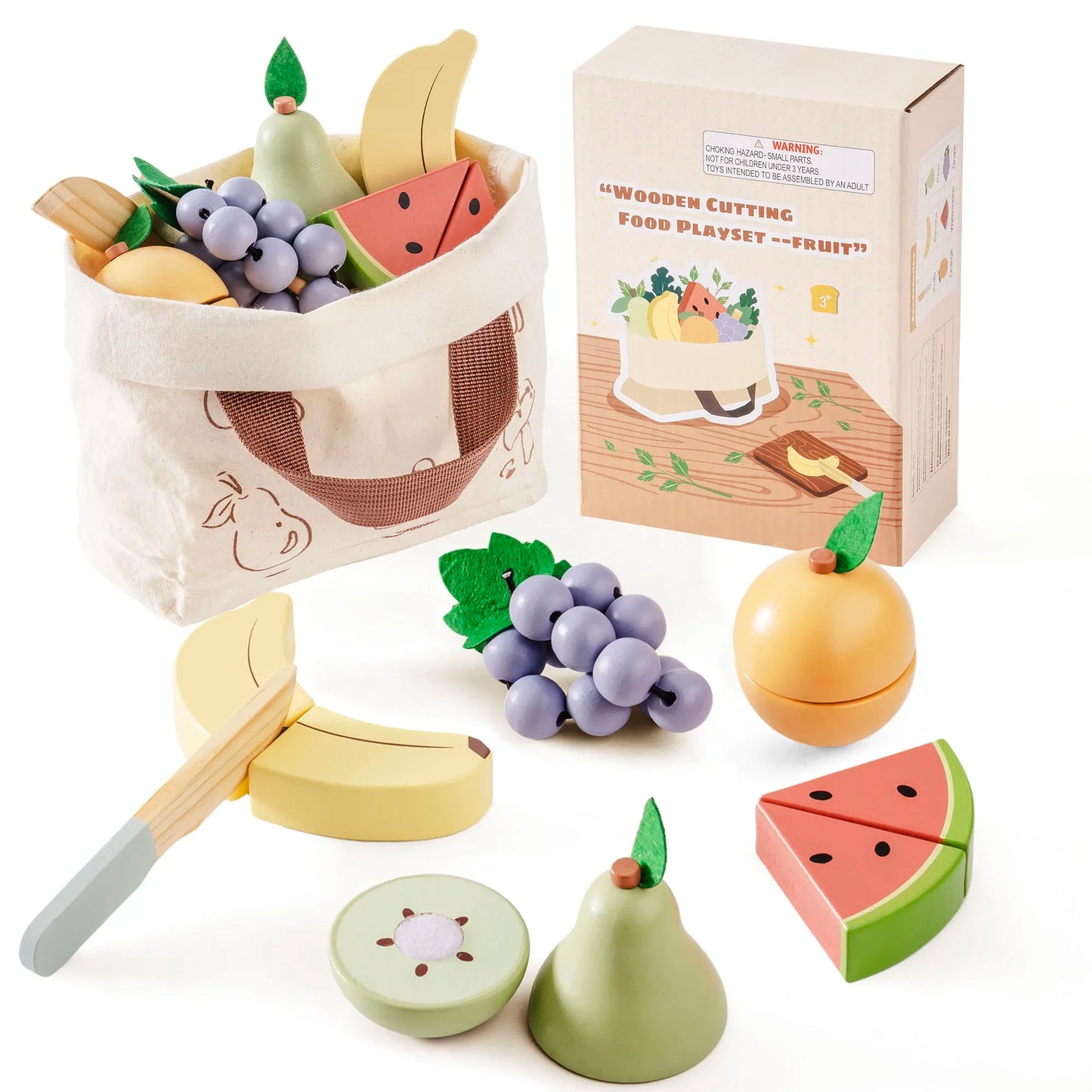 Robotime Robud Kitchen Pretend Toy Wooden Classic Game Educational Toy For Children Kids Gift Cutting Fruit Vegetable Food Set - Pape'sShop