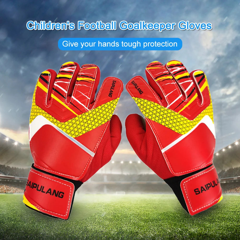 Children Soccer Goalkeeper Gloves Anti-Collision PU Goalkeeper Gloves Antiskid Adjustable Elastic Full Finger Sports Accessories - Pape'sShop