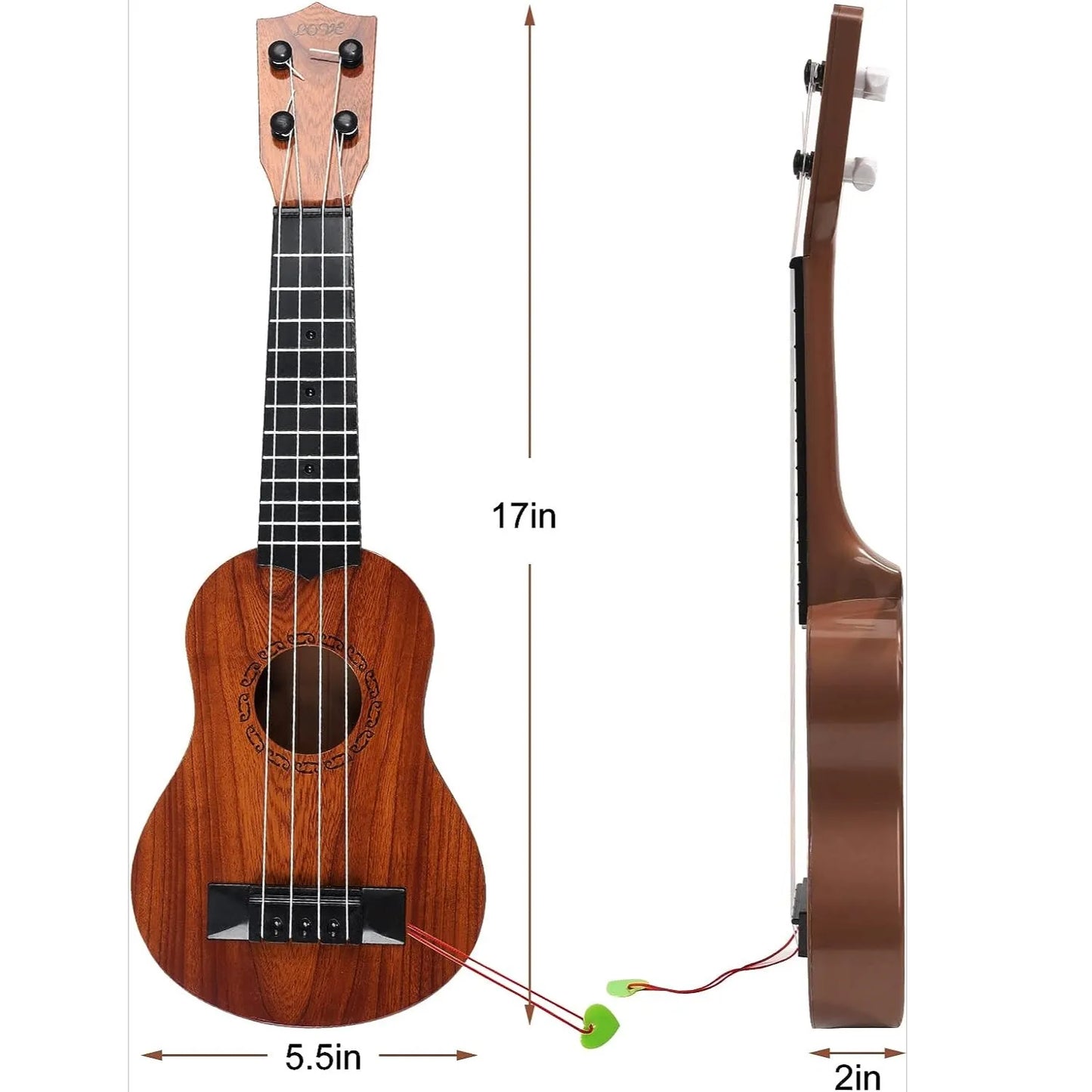 17in Kids Ukulele Guitar - 4 Strings Mini Guitar Children Musical Instruments Educational Toys with Picks for Toddler Kids Boys - Pape'sShop