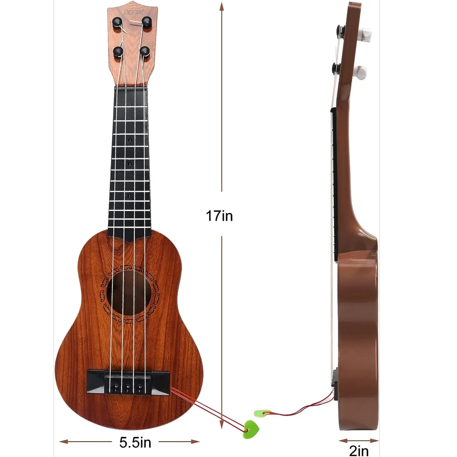 17in Kids Ukulele Guitar - 4 Strings Mini Guitar Children Musical Instruments Educational Toys with Picks for Toddler Kids Boys - Pape'sShop