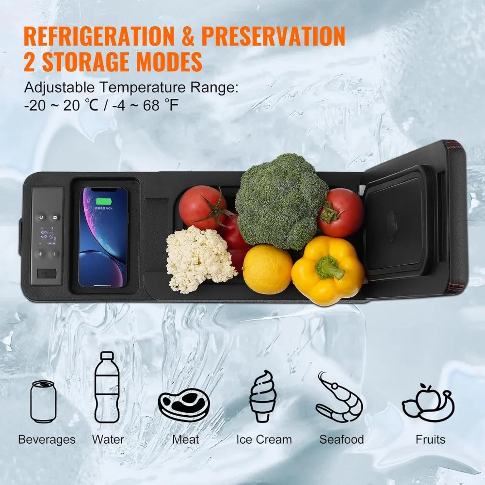Car Refrigerator, 12 Volt Car Armrest Refrigerator Fridge, 8Liter(9qt) Single Zone Portable Freezer, -4℉-68℉ Adjustable Range