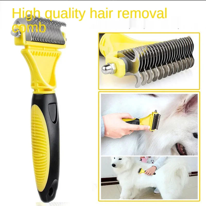 Pet Cat Dog Comb Brush Large Dogs Open Knot Rake Knife Stainless Double-sided Hair Shedding Comb Pet Grooming Products Tool - Pape'sShop