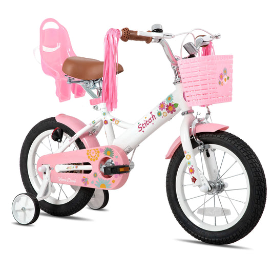 JOYSTAR Kids Bike for Ages 2-7 Years kids, 12 14 16 Inch Girls Bikes with Doll Seat & Streamers, Boys Bike with Flag & Plate - Pape'sShop