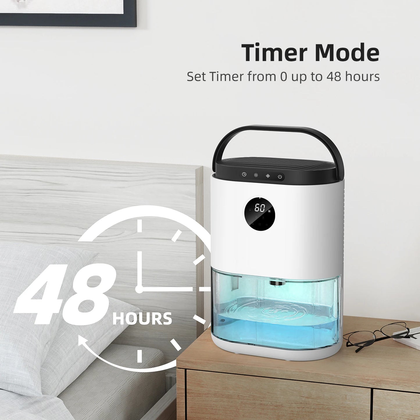 2300ML Dehumidifier Touching Control Home Appliances, Auto Defrost, Ultra Quiet Sleep Timing for Large Room Bathroom Garage RV