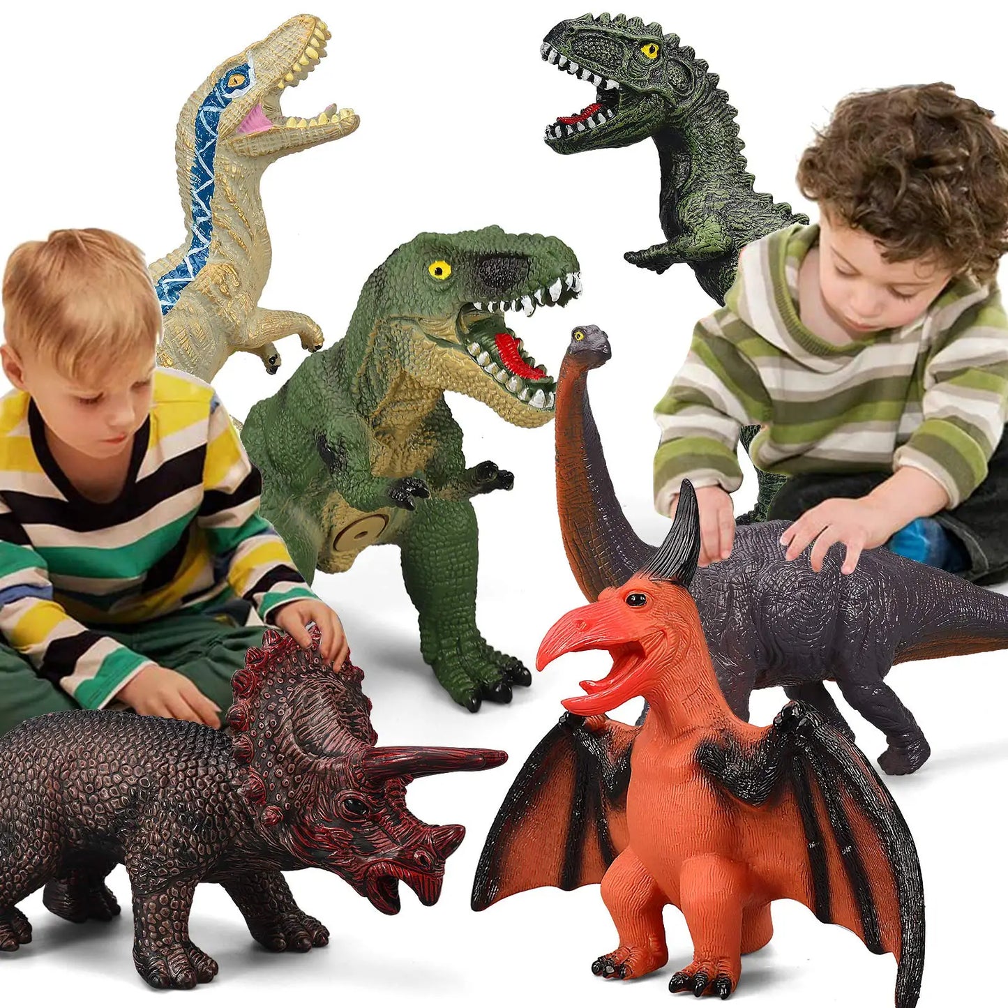 6 Piece Jumbo Dinosaur Toys for Kids and Toddlers, Dinosaur Toys for Kids 3-5, Large Soft Dinosaur Toys for Dinosaur Lovers - Pape'sShop