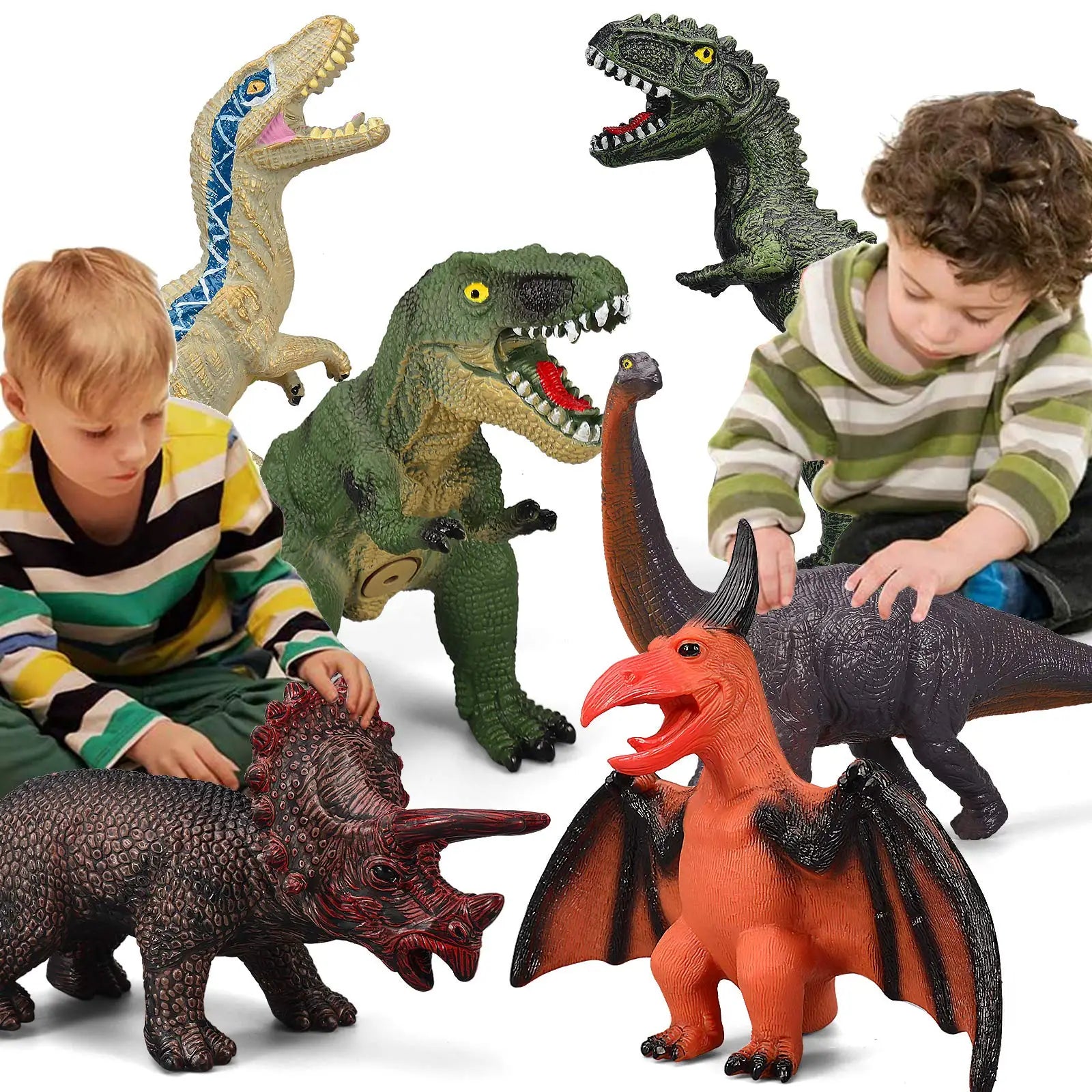 6 Piece Jumbo Dinosaur Toys for Kids and Toddlers, Dinosaur Toys for Kids 3-5, Large Soft Dinosaur Toys for Dinosaur Lovers - Pape'sShop