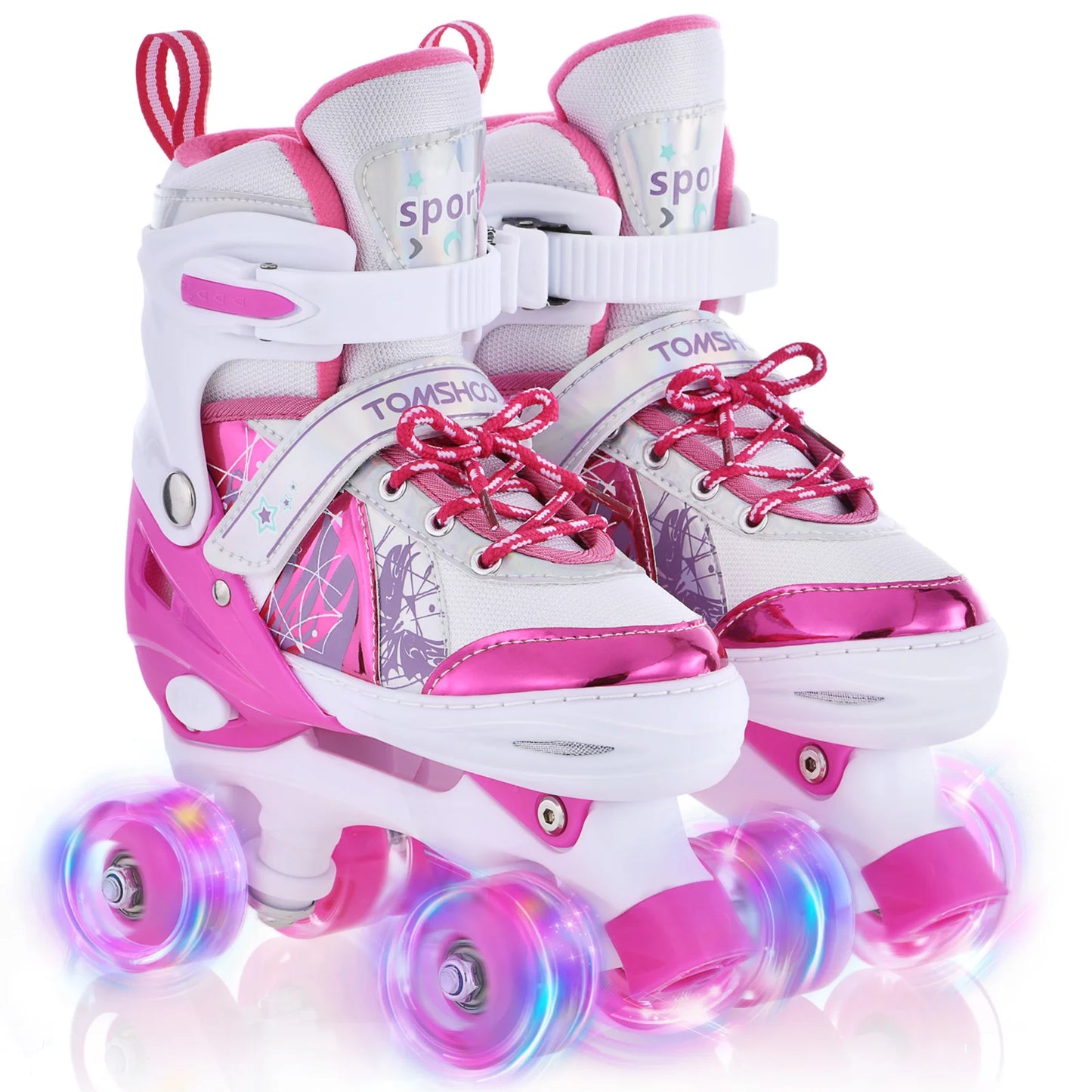 New Roller Skates for Kids Girls Boys 4 Size Adjustable Light Up Children's Roller Skate Shoes Skates 4 Wheels Girl Xmas Gift