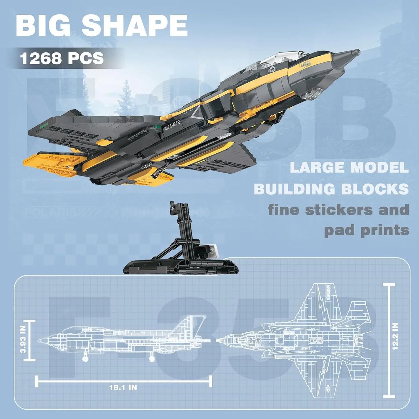 1268PCS F35 Lightning II Fighter Jet Building Blocks Military Airplane Model Desktop Decoration DIY Toy Gift for Kids Adults - Pape'sShop