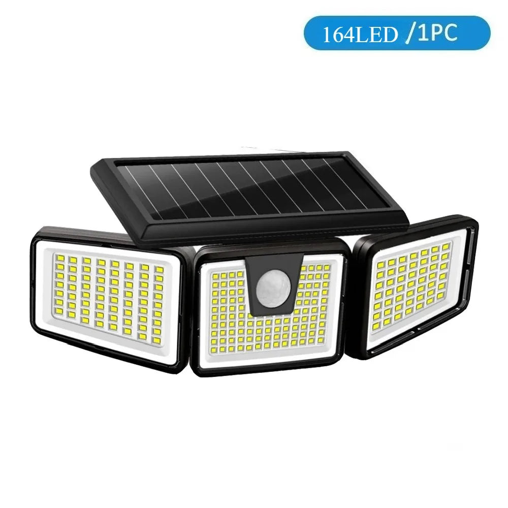 Solar Lights Outdoor 164 LED High Brightness 3 Heads 270° Wide Angle Motion Sensor IP65 Waterproof Security Lighting - Pape'sShop