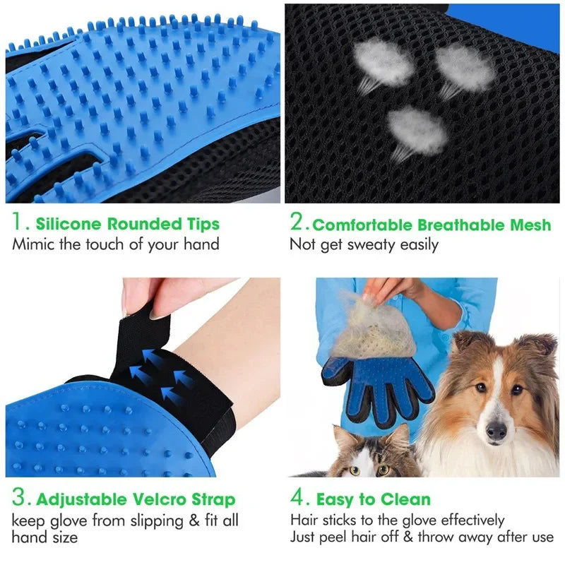 Fashion Rubber Pet Bath Brush Environmental Protection Silicone Glove for Pet Massage Pet Grooming Glove Dogs Cats Pet  supplies - Pape'sShop