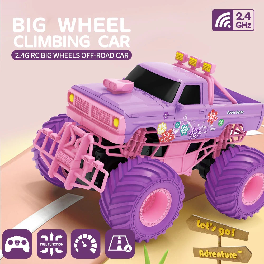 RC Car Electric Drive Off-Road Big Wheel 2.4G Cross-Country High Speed Purple Remote Control Trucks Princess Girls Toys for Kids - Pape'sShop