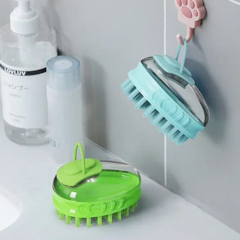 Dog Washing Massage Silicone  For Bath Pet Shampoo Brush Dog Bath Brush With Soap Dispenser Dog Grooming Brush - Pape'sShop