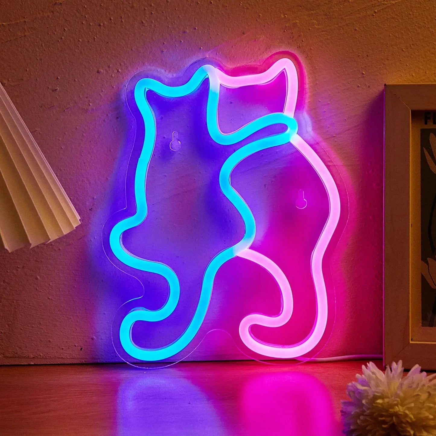 Anime Cat & Dog Neon Sign for Wall Art Arcade Decor, LED Night Lights Home Decor for Game Room Sign,Bedroom, Living Room, Bars - Pape'sShop