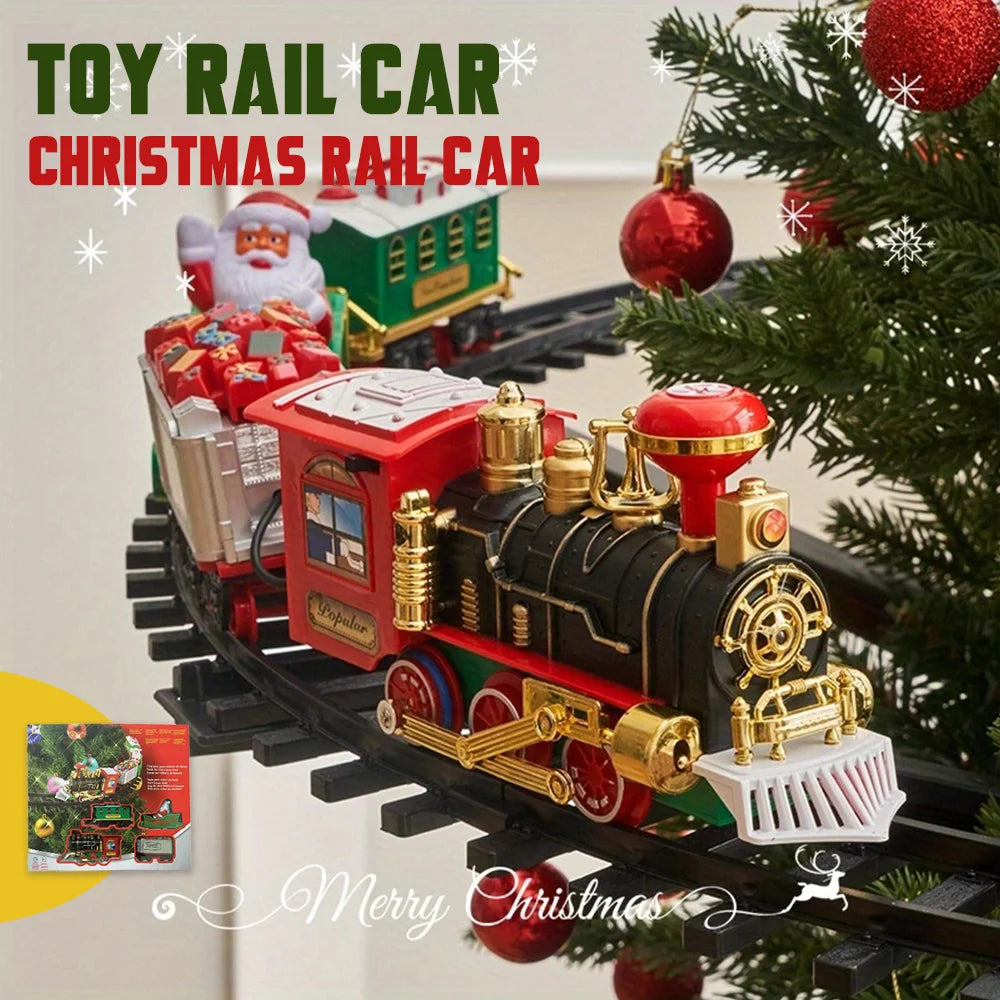 Christmas Train Electric Toys Christmas Tree Decoration Train Track Frame Railway Car with Sound&Light Rail Car Christmas Gifts - Pape'sShop