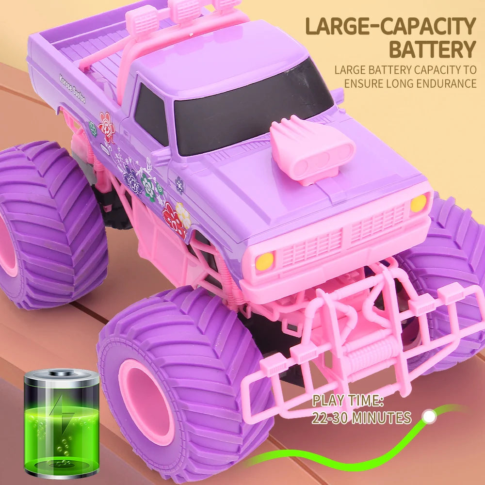 RC Car Electric Drive Off-Road Big Wheel 2.4G Cross-Country High Speed Purple Remote Control Trucks Princess Girls Toys for Kids - Pape'sShop